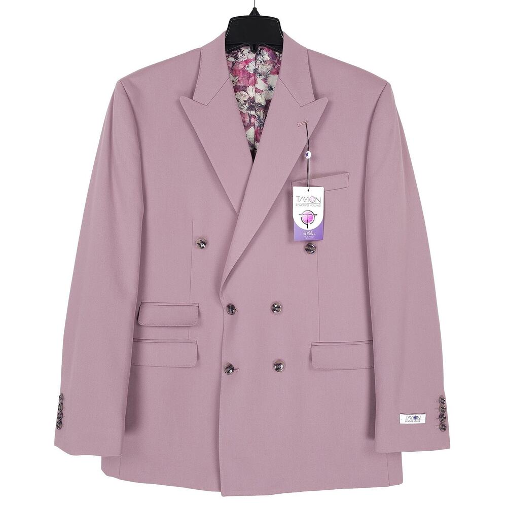 Tayion Mens Classic Fit Suit Jacket Blazer 42L Mauve Purple Solid Stretch NWT